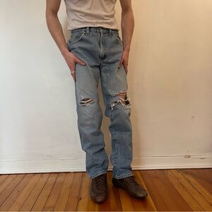 Wrangler Light Blue Distressed Straight Jeans